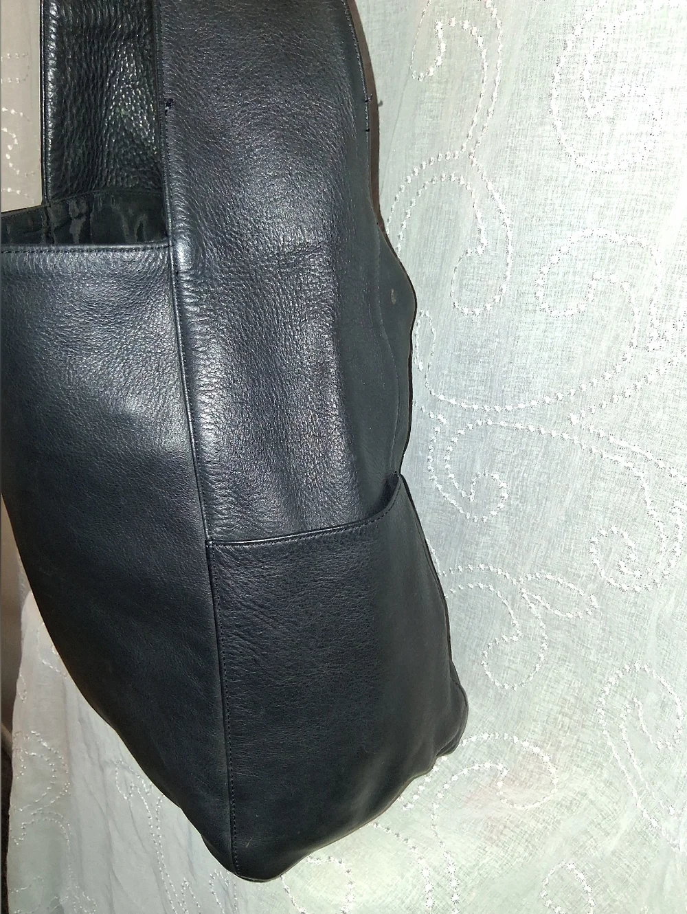 Eileen Fisher Black Leather Hobo Shoulder Bag